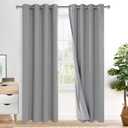 XWZO 100% Blackout Curtains with Tiebacks- 2 Thick Layers Completely Shaded Window Treatment Thermal Insulated Lined Drapes with Grommets for Bedroom/Laundry, Light Grey, W52 x L84, Set of 2 Panels