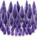 Yookat 40Pcs Mini Pine Trees Artificial Mini Trees with Wood Base Sisal Trees Bottle Brush Trees Assorted Color for Christmas Decoration Winter Ornaments DIY Crafts (Purple)