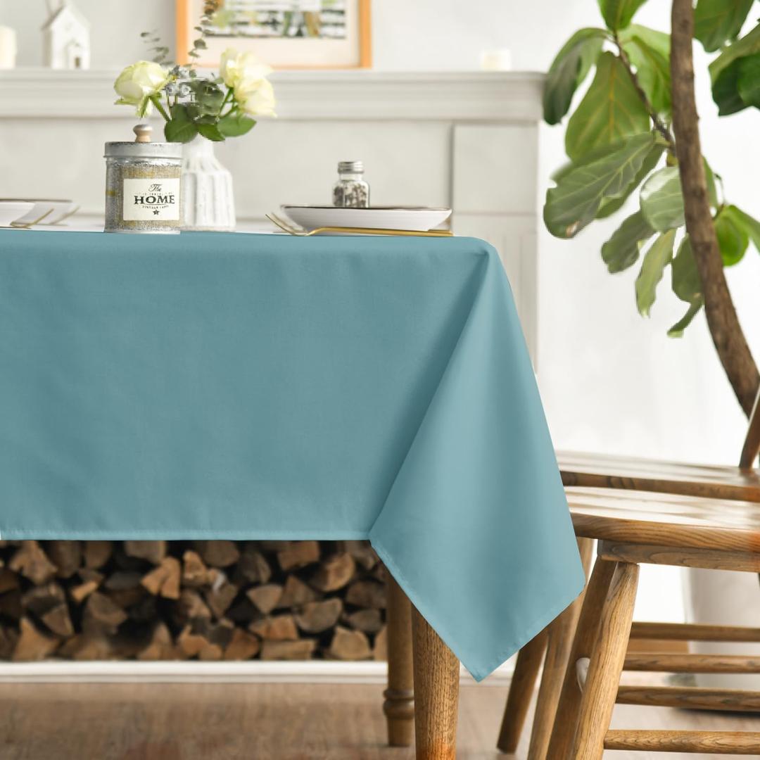 Horaldaily Aqua Blue Tablecloth 60104 Inch Rectangular, Stain and Wrinkle Resistant Washable Table Cloth, Decorative Polyester Table Cover for Party Picnic Dinner Decor