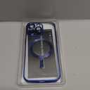 Misea Magnetic for iPhone 15 Pro Max Case with MagSafe [Never Yellowing] [Military Grade Drop Protection] Full Camera Lens Protector Plating Soft Clear Phone Case for Women Girls, Deep Blue