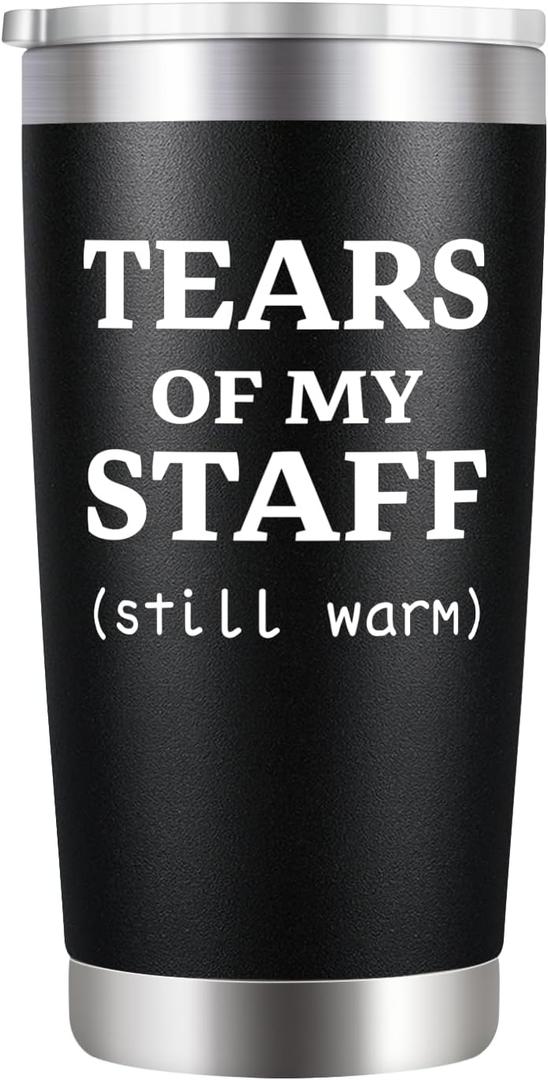 KOOLDRINK Tears of My Staff Tumble-Funny Gifts for Boss from Corworker-Best Bosses Day Farewell Christmas Birthday Gifts for Men Women Assistant,Principal-20oz insulated Travel Mug Black