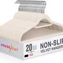 HOUSE DAY Velvet Hangers with Tie Bar 20 Pack Ivory, Clothes Hanger Non-Slip, Space Saving Felt Hangers for Pants, Coat, Suits, Shirt, Scarf, No Hanger Marks
