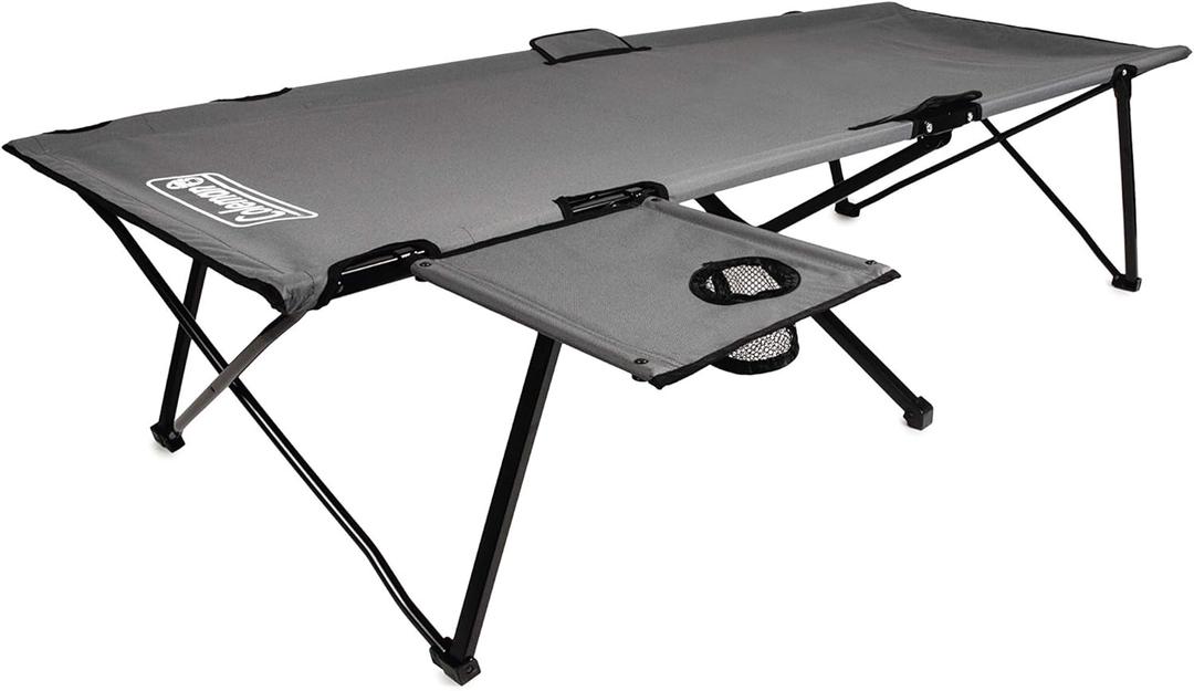 Coleman Pack-Away Big n Tall Camping Cot with Removable Side Table, Extra Wide Cot Fits Adults up to 6ft 6in or 300lbs, Carry Bag Included, 80 x 44 x 17 inches