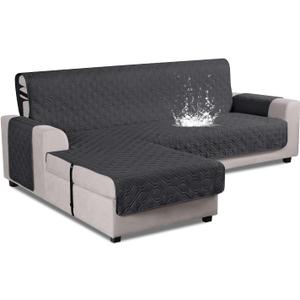 VANSOFY Upgraded Sectional Couch Covers 100% Waterproof L Shaped Sofa Slipcover Reversible Chaise Lounge Cover for Sectional Sofa Furniture Protector Cover for Pets Dog Cat(Small, Charcoal Gray)