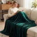 Exclusivo Mezcla Fleece Throw XL Blanket for Couch, Sofa, Super Soft and Warm Forest Green Blankets, All Season, Cozy, Plush, Lightweight, 50x70 Inches