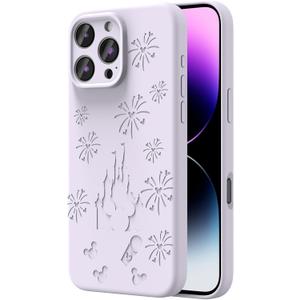 OAOA Magnetic Engraved Case Compatible with iPhone 16 Pro Case, Compatible with Magsafe, Camera All-Round Protection, Slim Liquid Silicone Phone Case for Women Girls, Lavender Castle