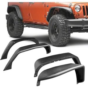 MODnGO Heavy Duty Jeep Wrangler Steel Fender Flares for 2/4 Doors 2007-2018 JK & JKU - On Bolt Quick Installation, Anti-Rust, Rock Guard in Off-Road Outdoor Adventures, 4 PCS Front & Rear Fenders