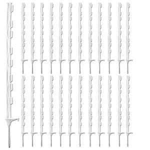 25 Pack Electric Fence Posts,48 Inch/4FT Step-in Plastic Posts for Farm and Garden,Temporary Sturdy Fencing System for Electric Fencing and Yard Protection, White