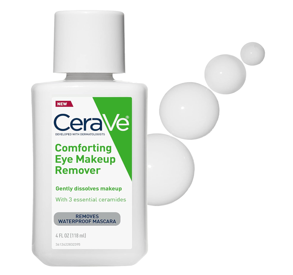 CeraVe Eye Makeup Remover with Hyaluronic Acid and Ceramides, Waterproof, NonComedogenic, Fragrance Free, NonGreasy & Ophthalmologist Tested, 4 Ounces
