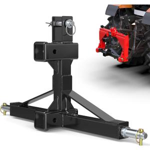 Black 3 Point Hitch Receiver with Dual 2 Receiver, 3 Point Trailer Hitch for Tractor, Fit for Standard/5th Wheel/Goose Neck Connections, 3 Pt Quick Hitch Farm Equipment and Subcompact Trailer Hitch