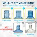 Jug Plug 5 Gallon Water Jug Cap – No Spill, Fits All Standard 3 & 5 Gal Jugs – Reusable Silicone Jug Lid & Caps Replacement, Leak-Proof Water Bottle Cap – 3 Pack (Blue)
