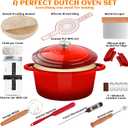 Enameled Cast Iron Dutch Oven Pot with Lid, Incl. Sourdough Bread Baking Supplies Like Banneton Bread Proofing Basket, Starter Jar, Bread Lame, 5QT Dutch Oven for Bread Baking, Oven Safe up to 500F