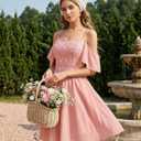 MUADRESS Women's Bridesmaid Wedding Guest Dress 2026 Sparkly Lace Cocktail Prom Party Dresses for Teens Spaghetti Strap (Pink, XXL)