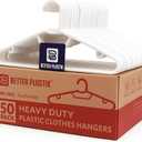 Heavy Duty Plastic Clothes Hangers  50 PCS | Space-Saving, Ideal for Daily Use Design for Shirts, Coats, Dresses, Pants, & Skirts | Durable & Lightweight