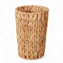 PINXIURY Trash Can, Boho Wicker Waste Basket, Natural Woven Trash Bin, Round Trash Cabinet, Tilt Out Trash Can Cabinet for Bathroom, Office, Bedroom, Water Hyacinth 2 Gallon