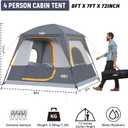UNP 2/4/6/8 Person Tent, Portable Cabin Tent, Camping Tent 4-Person Easy Set Up, Waterproof with Top Rainfly for Outdoor Camping/Hiking