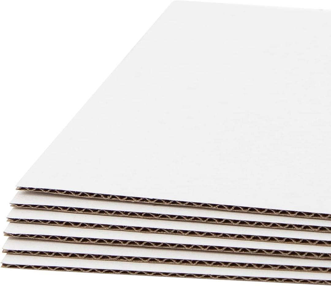 Golden State Art, 25 Pack 16x20 One-side White Corrugated Cardboard Sheets, Flat Cardboard Inserts Layer Pads for Mailing, Packaging or Art Crafts photo backing (1/16" Thick)
