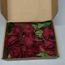 12 Pcs Artificial Rose Flowers, Dark Red Silk Roses with Long Stems, Realistic Fake Roses for Wedding Centerpiece Party Home and Office DIY Decor