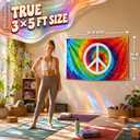 3x5 Feet Salomao Peace Tie-Dye Flag - Garden Decor Porch Lightweight Flag - Rainbow Hippie Flags For Outdoors Decorative - World Peace Sign Symbol Banner - Decorations Home Wall Flags