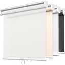 LazBlinds No Tools No Drill Cordless Roller Shades, Light Filtering Window Sheer Shades Transparent UV Protection Roll Up Blinds for Windows, 24'' W x 72'' H, White
