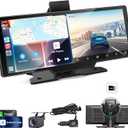 10.26" Carplay Screen for Car,Portable Car Play Screen with 4K Dash Cam,Carplay,Android Auto,1080P Backup Camera,GPS Navigation,Bluetooth,Loop Recording (10.26inch)