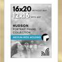 Americanflat 16x20 Picture Frame with Polished Plexiglass - Use as 12x16 Frame with Mat or Display 16x20 Photo Without Mat - Hudson Collection - Wide Picture Frames for Wall Display - Gold