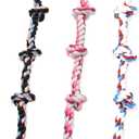 Mammoth Flossy Chews Multi Color 5 Knot Rope Tug – Premium Cotton-Poly Tug Toy for Dogs – Interactive Dog Rope Toy – Tug Dog Chew Toy for Big Dogs - X-Large, 36”