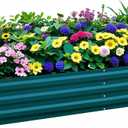 Raised Garden Bed Green, 8x4x1FT Garden box Outdoor for Gardening Vegetables Flower, Garden Raised Planter Box Large, Metal Raised Bed
