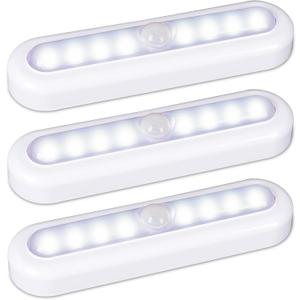 STAR-SPANGLED 3 Pack 7" Motion Sensor Lights Indoor Battery Operated, Stick on LED Light for Closet, Stairs, Under Cabinet, Cool White