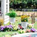 Melphoe 2 Pack Self Watering Hanging Planters Indoor Flower Pots, 5.3 Inch Outdoor Hanging Basket, Plant Hanger with 3Hooks Drainage Holes for Garden Home (White)