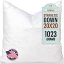 Pillowflex Synthetic Down Pillow Insert - 20x20 Down Alternative, Ultra Soft Large Square Throw Pillow, Couch Sham, Bed Sleeping - 1 Decorative Accent Form, 20 Inch by 20 Inch