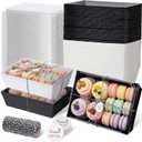 Outus 100 Pack 8 x 6 Inch Paper Charcuterie Boxes with Clear Lids Mother 's Day Desserts Cake Containers Cake Large Take out Bakery Boxes with Gift Tags Rope for Sandwich(Black)