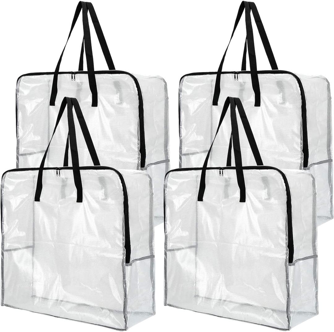 Fasmov  Oversized Clear Storage Bag with Handles and Zippers, Vinyl Storage Bag for Comforter, Blanket, Bedding, Duvet, Transparent Moving Tote, Under the Bed Storage, Garage Organizer