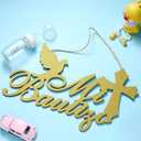 Gerrii Mi Bautizo Letter Sign Glitter Wooden Wall Hanging Baby Shower Decor First Communion Accessories for Baby Shower Supplies Gender Reveal Backdrop Party Christmas Gift Ornaments (20" x 12",Gold)