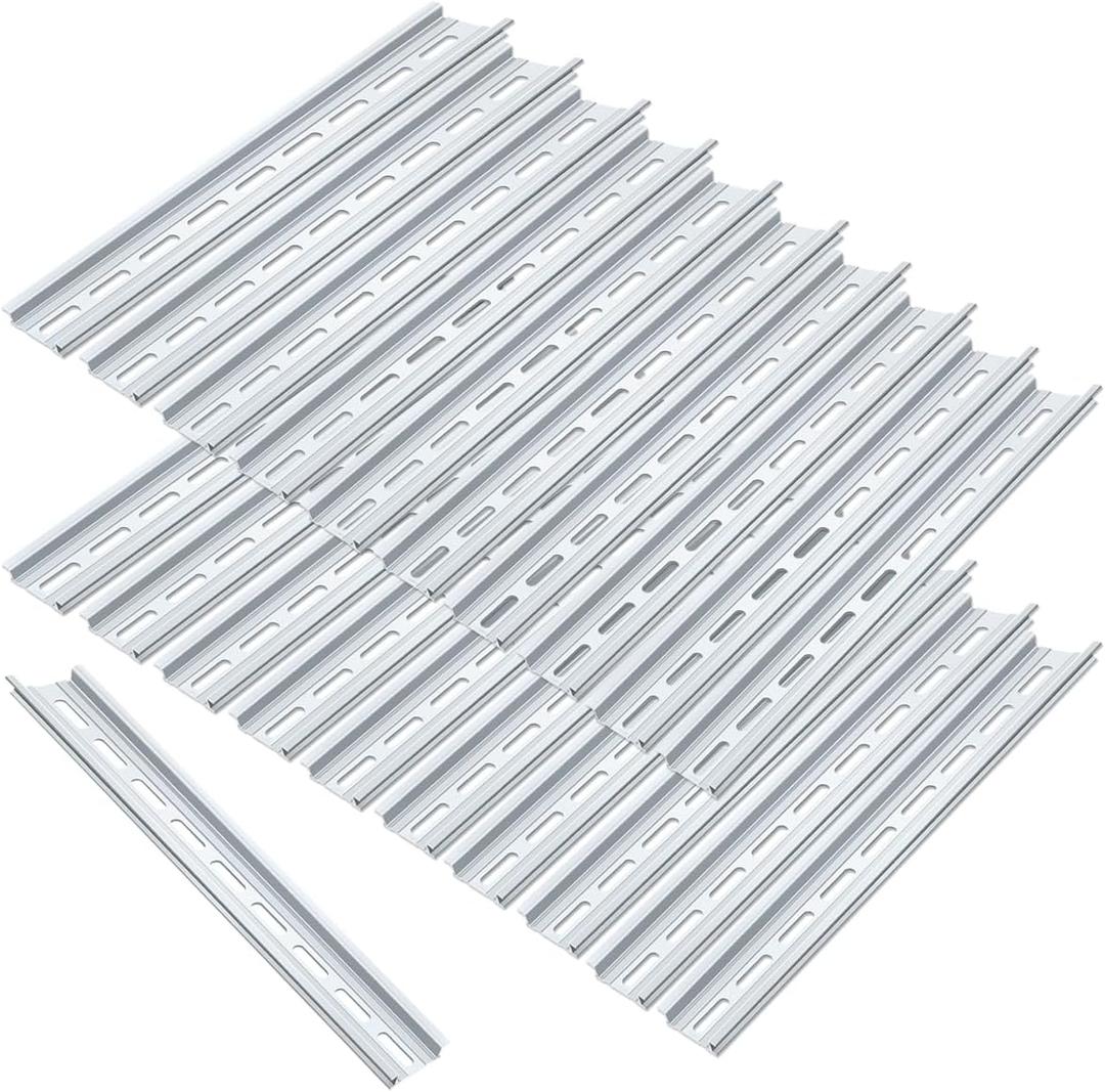 20 Piece Aluminum DIN Rails, 12 Inches Long, 35mm Wide, 7.5mm High, Top Hat Slotted DIN Rail with RoHS