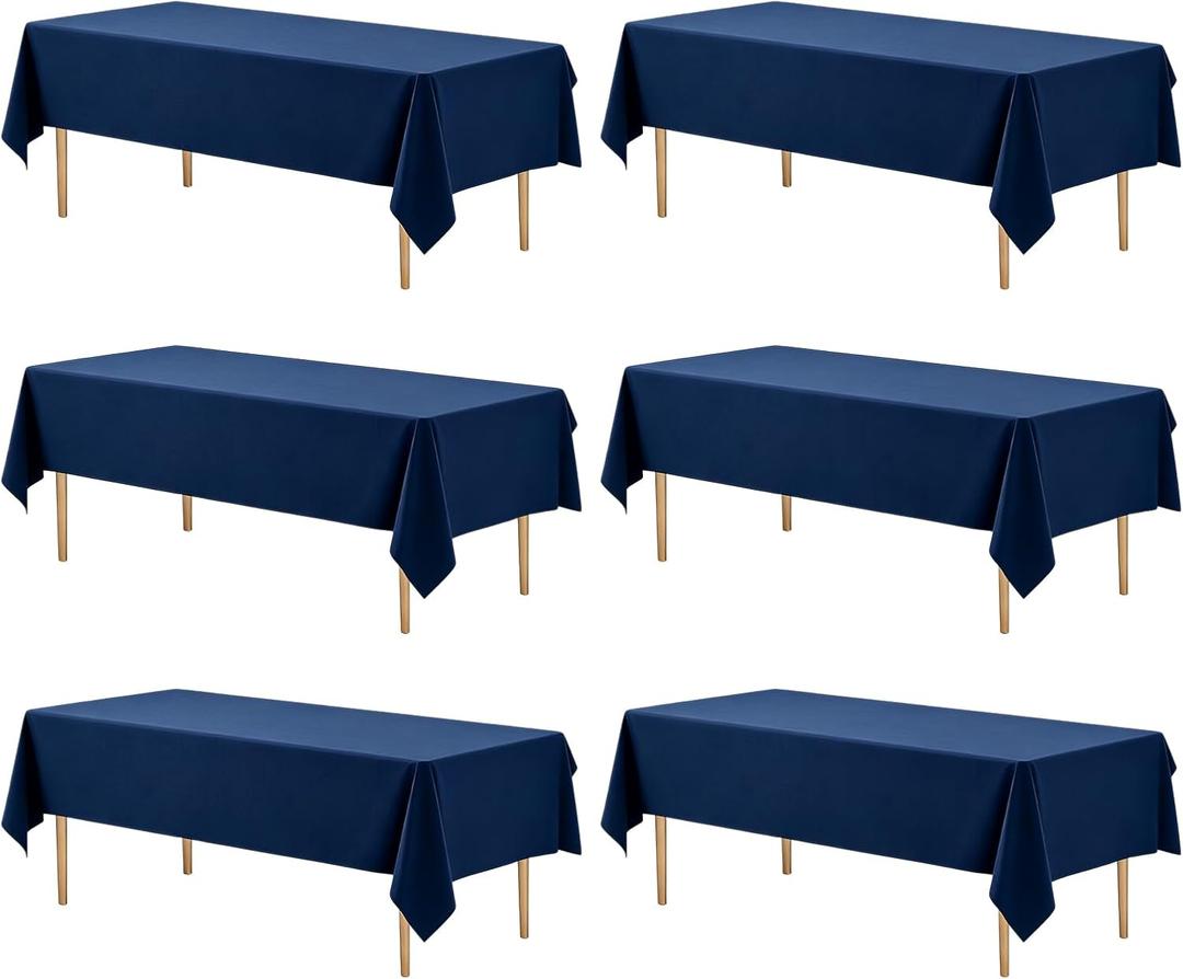 WIGENIUS 6 Pack Blue Table Cloth Rectangle 60X102 Inch Tablecloth Fit 6FT | Wrinkle Resistant Polyester Tablecloths for 6 Foot Rectangle Tables Washable Fabric Table Covers for Party, Wedding Banquet