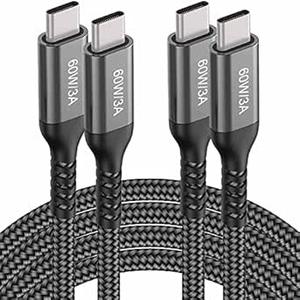 USB-C to USB-C Cable (15FT 2PACK 60W) Long Cable,Fast Charging Cord for iPhone 15 Pro,Samsung Galaxy S23/S22/Z Fold 3,Note 20 Ultra/10 Lite,Google Pixel 6 Pro,OnePlus 9 Pro,Sony Xperia 5,Dual Type-C