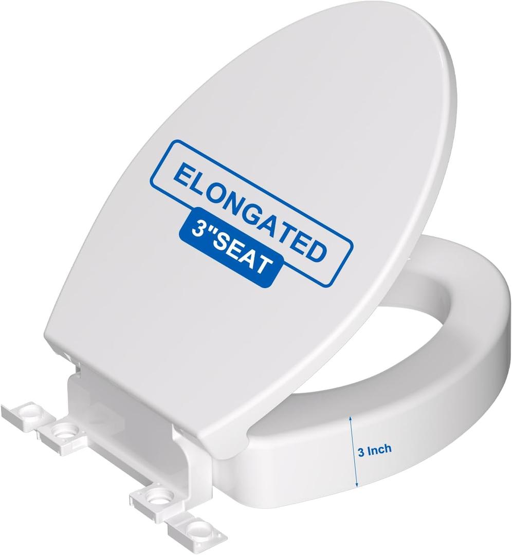 Hibbent Elongated Padded Toilet Seat, Premium Raised Toilet Seat