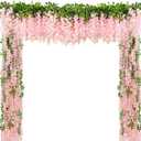 U'Artlines 10Pcs 7.2 Ft/Piece Artificial Wisteria Garland Silk Fake Light Pink Wisteria Flowers Hanging Greenery Vines Garlands Rattan for Home Garden Wedding Arch Party Indoor Outdoor Dcor