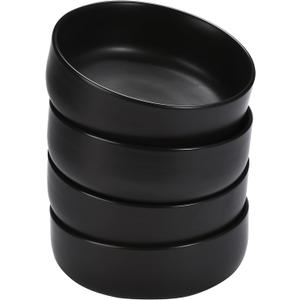Bruntmor Ceramic Serving Bowls - Set of 4 Large Cereal Bowls - 28oz Black Salad Bowls - Dishwasher, Oven, and Microwave Safe Soup Bowl - Ceramic Bowl Set for Breakfast, Lunch, and Dinner