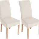 Smiry Velvet Stretch Chair Covers for Dining Room Set of 2, Soft Fit Removable Washable Kitchen Parsons Chair Slipcover Protector, Ivory
