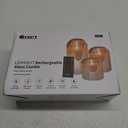 Rechargeable Jar Flameless Candle, Flashing LED Pillar Halloween Candle with Remote Control and Timer, Gold Pumpkin Glass Electronic Candles for Room Decoration, 1 Set of 3