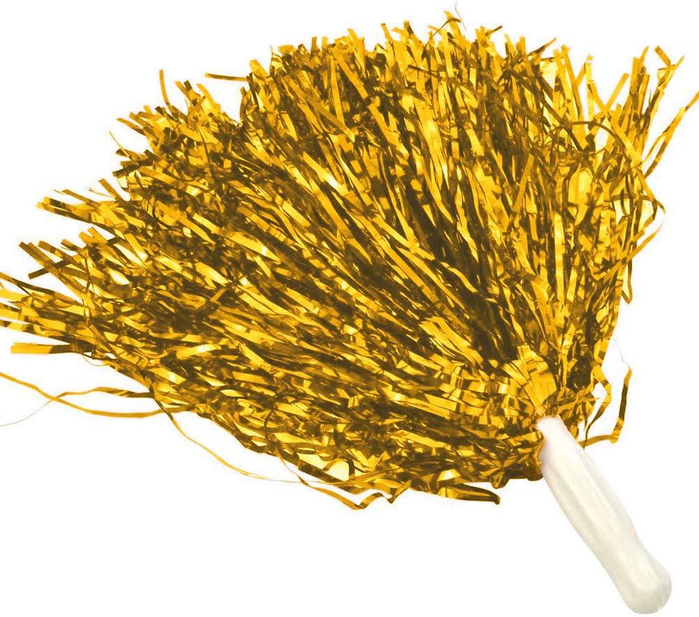 baotongle 12 PCS Cheerleading Squad Spirited Fun Poms Pompoms Cheer Costume Accessory for Party Dance Sports (Goldens)