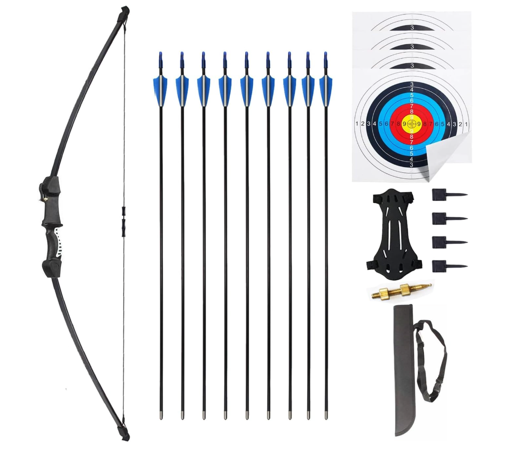 45" Bow and Arrow for Kids 8-12, 13-16, Archery Bow Set for Youth Beginners | with 9 Arrows, 4 Paper Target, 1 Arm Guard, 1 Quiver,1 Sight, Outdoor Backyard, Gift for Boys Girls, for Left & Right Handers (Incomplete Sleeve Only)
