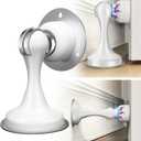 2 x Door Stoppers, Magnetic Door Stop, Stainless Steel, 1 Pack Magnetic Door Catch, 3M Double-Sided Adhesive Tape, No Drilling, Screws for Stronger Mount, Hold Your Door Open, for Wide Doors (White)