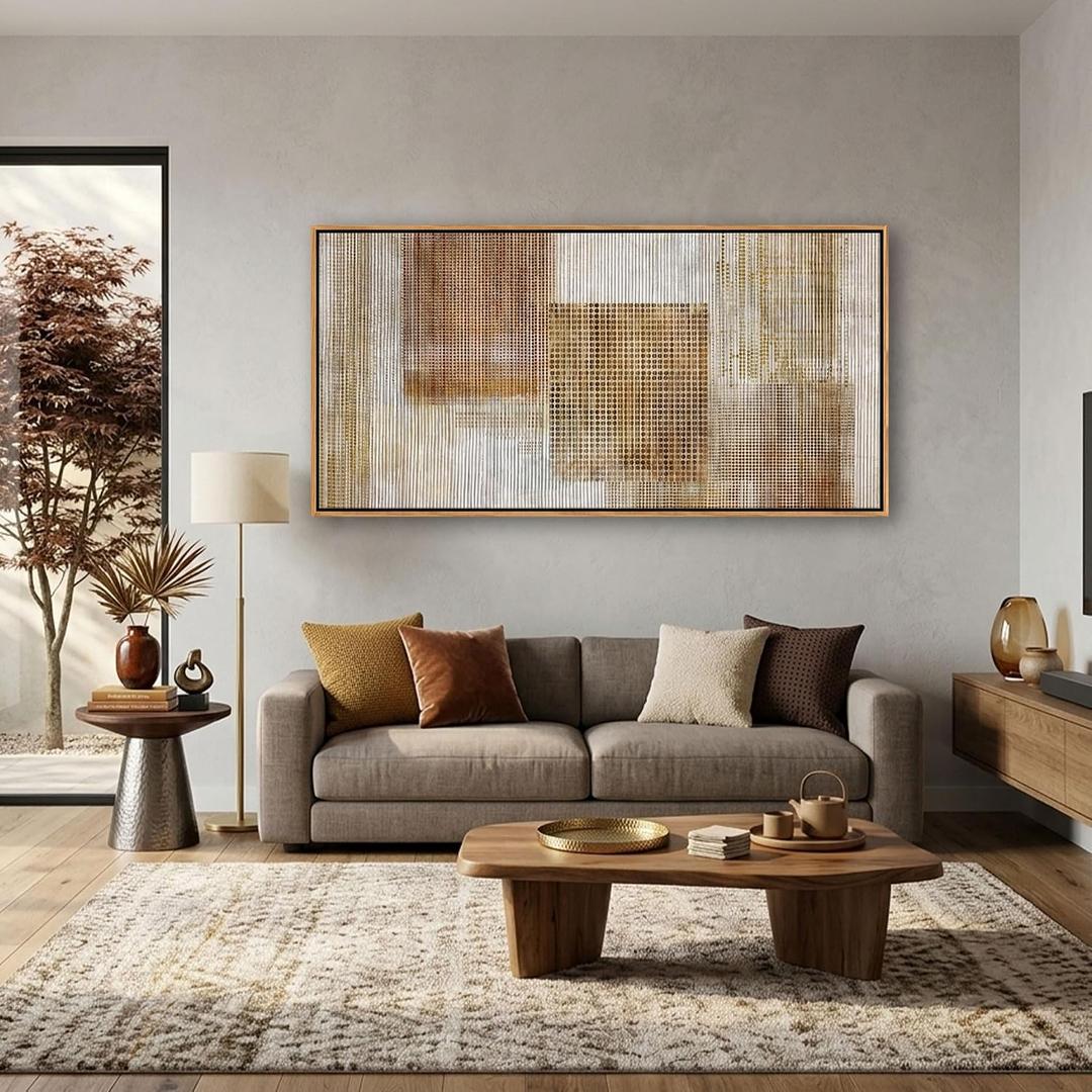 Large Beige Abstract Canvas Wall Art for Living Room - Modern Neutral Minimalist Framed Artwork, Warm Creamy Textured Wall Paintings for Bedroom Decor, Sophisticated Gallery Pictures 24×48In