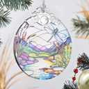 2 x Dragonfly Stained Glass Ornament - Christmas Tree Decor, Gift Exchange Idea