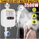Electric Shower Head Tankless Water Heater Thermostatic Shower Head Set Temperature Adjustable Home Bathroom Waterproof Instant Water Heating Machine