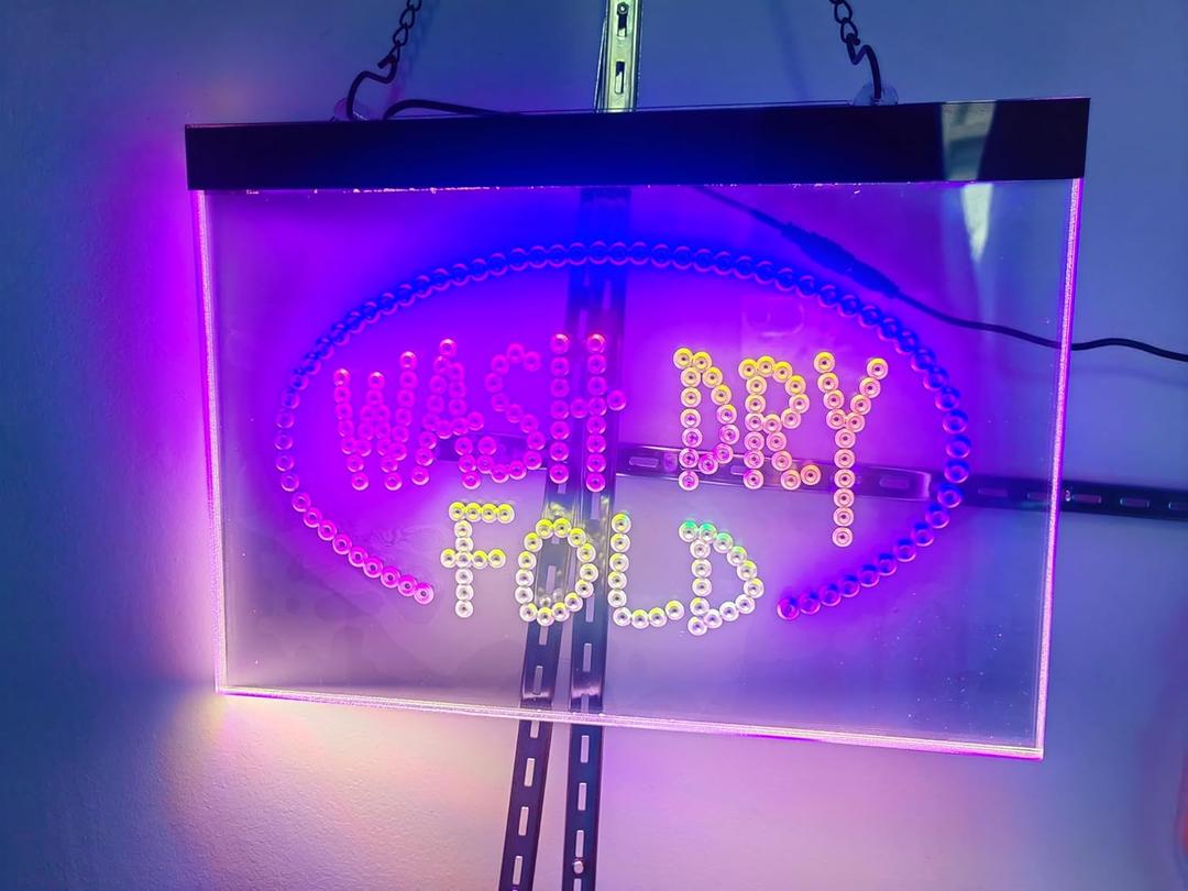 Bar Neon Light Sign Led Wash Dry Fold For Business, Super Bright Led Open For Laundromat, Electric Advertising Display For Laundry Business Store Window Decor. (hsw01333) Lamp Neon Like Signs Wall