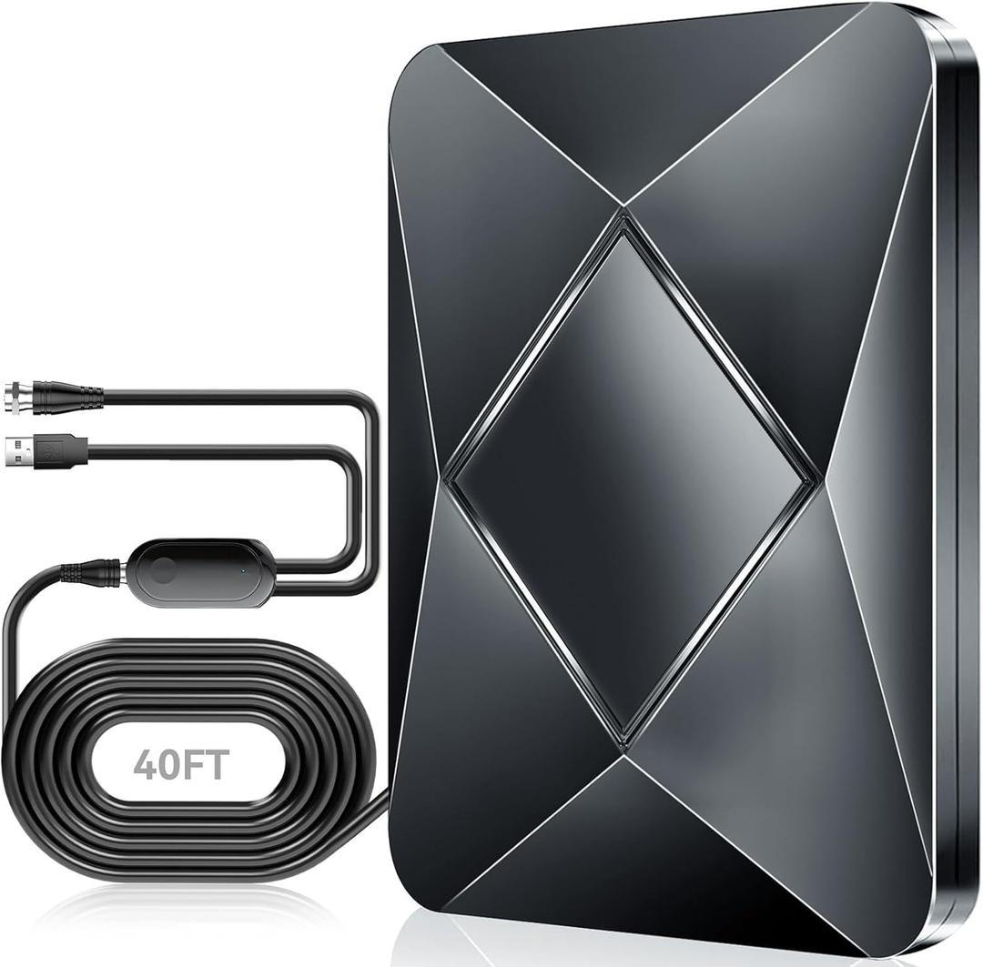 2026 Upgraded TV Antenna, 3600+ Miles Range Indoor/Outdoor Digital Antenna for Smart TVs and All Old TVs, HDTV Antenna for Local Channels with Amplifier, Supports 8K 4K 1080p - 38ft Coax Cable